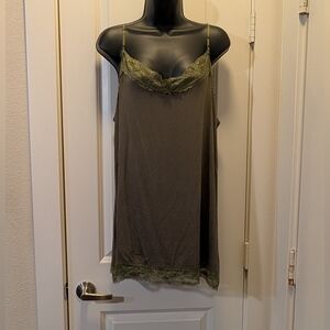 Dark Army Green Lace Plus Boutique Tank Top